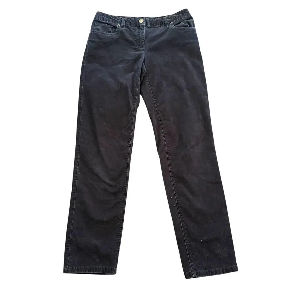 Lands End Women’s black corduroy pants, straight leg, stretch, Size 4